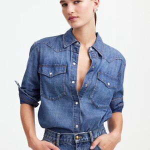 Alexa Chung for Madewell Denim Western Shirt in Vintage Wash, Size S